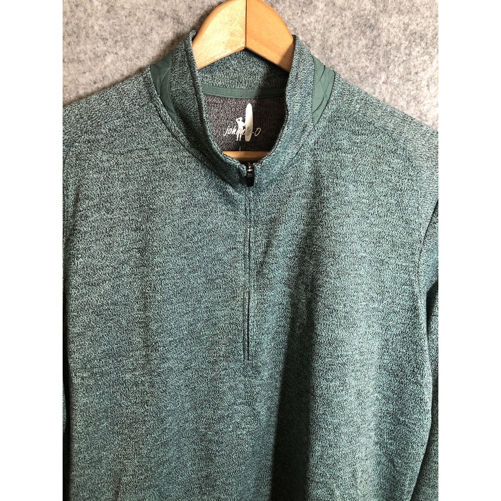Johnny-O Shirt Mens Large Green Heather 1/4 Zip Performance Activewear
